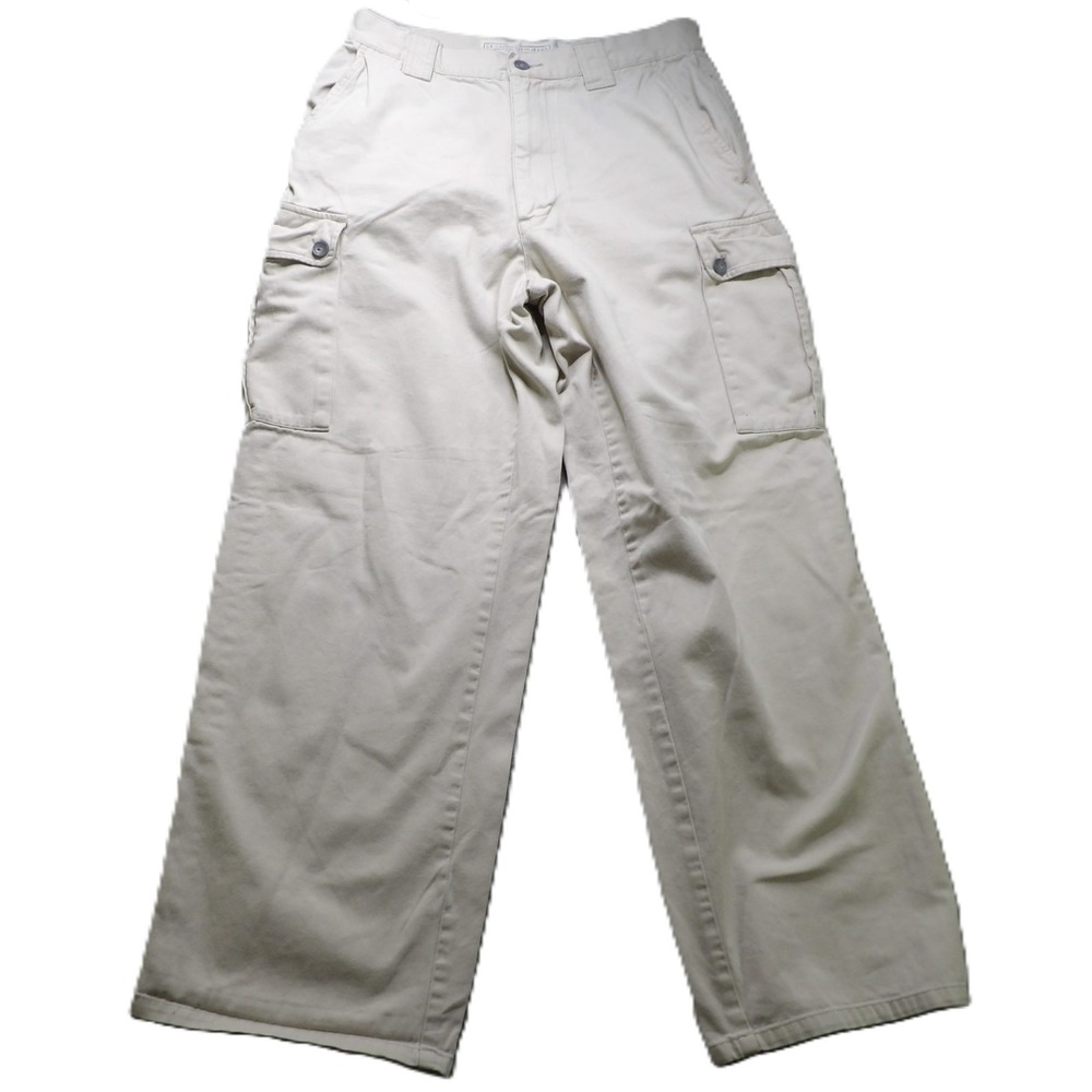 VTG 90s Calvin Klein Jeans Men W31 Beige Cargo Pants Wide Leg Utility Workwear
